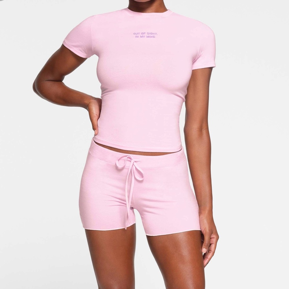 SKIMS BABY PINK JERSEY SHORTS